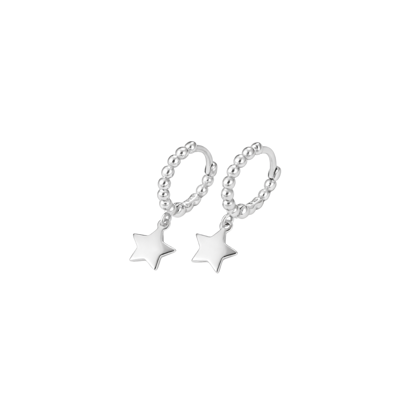 925 Sterling Silver Beaded Star Charm Earrings