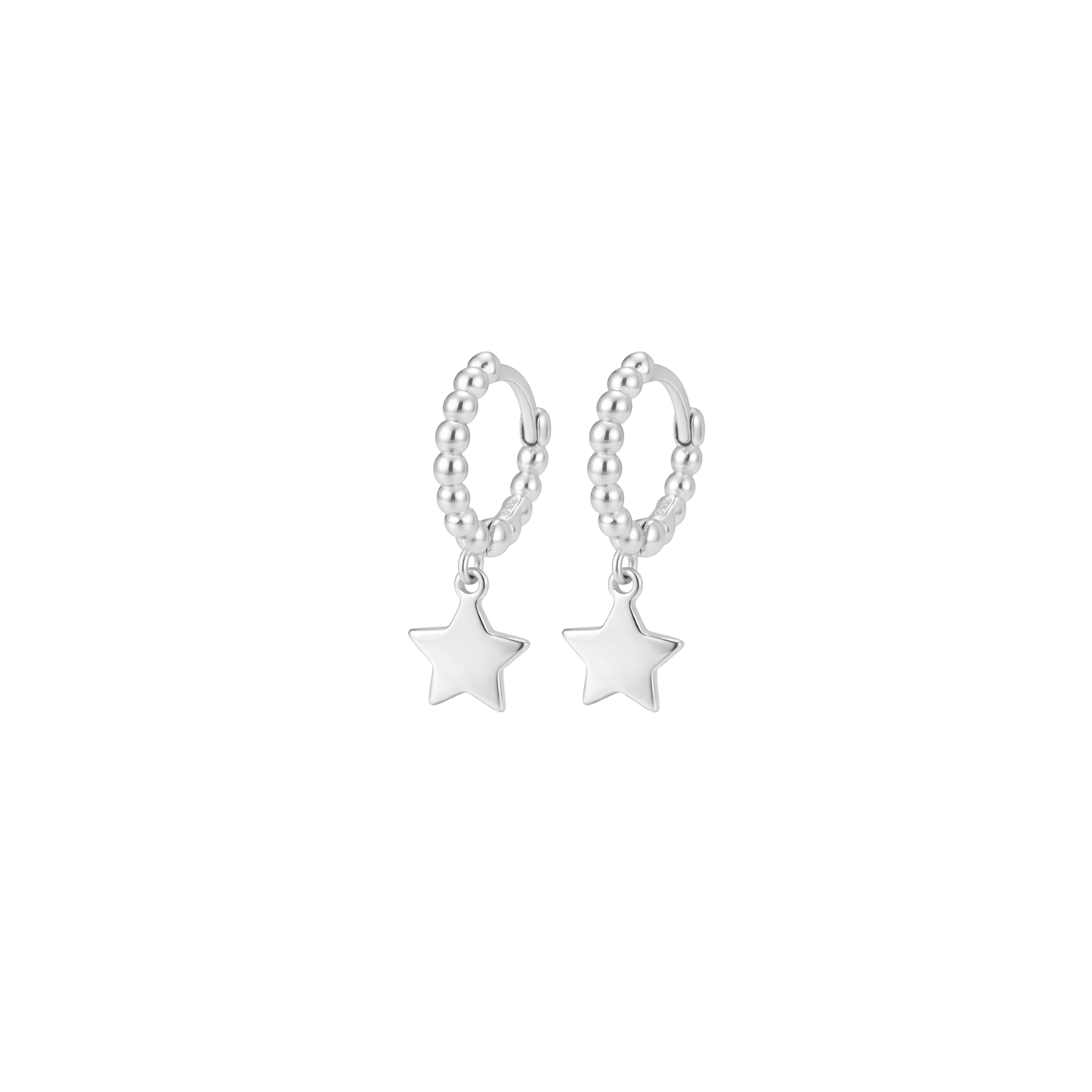 925 Sterling Silver Beaded Star Charm Earrings