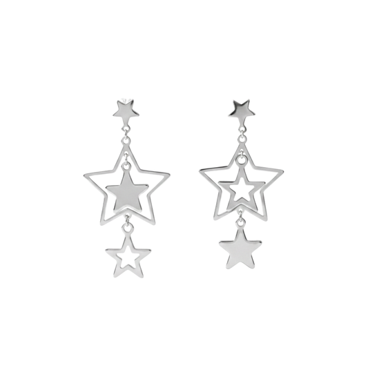 Multi-Layer Stainless Steel Star Drop Earrings