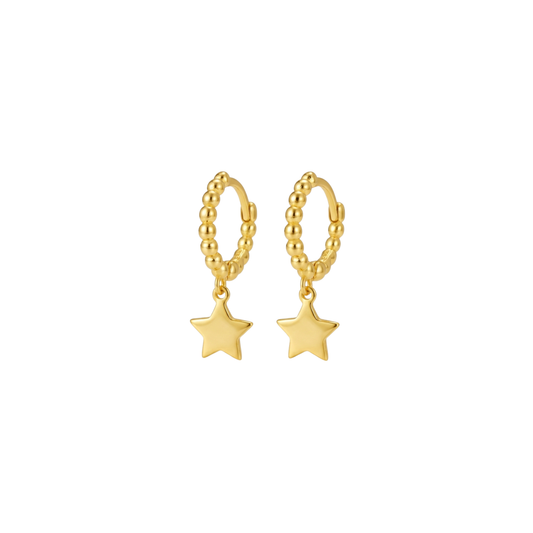 925 Sterling Silver Beaded Star Charm Earrings