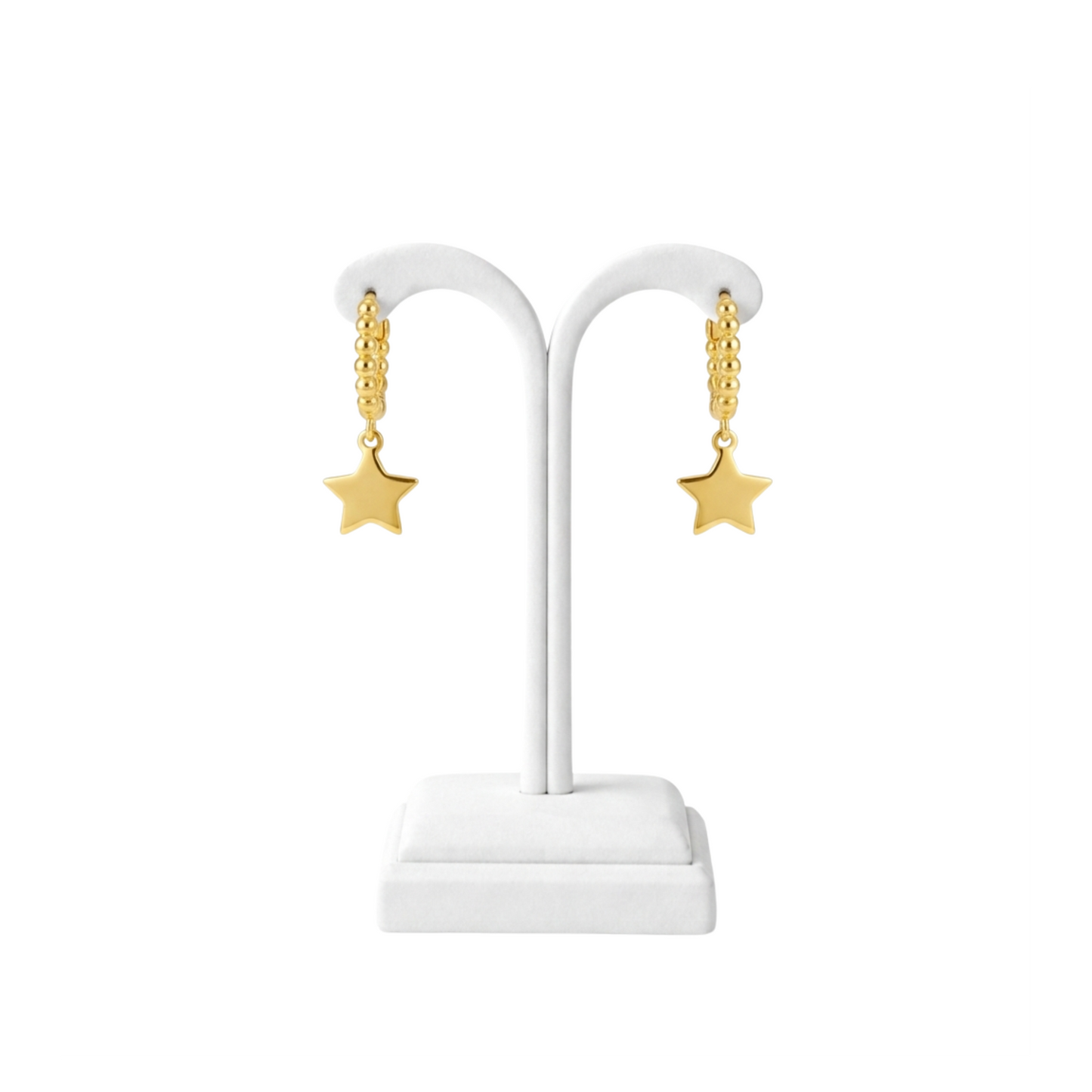 925 Sterling Silver Beaded Star Charm Earrings