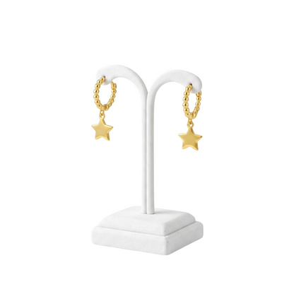 925 Sterling Silver Beaded Star Charm Earrings