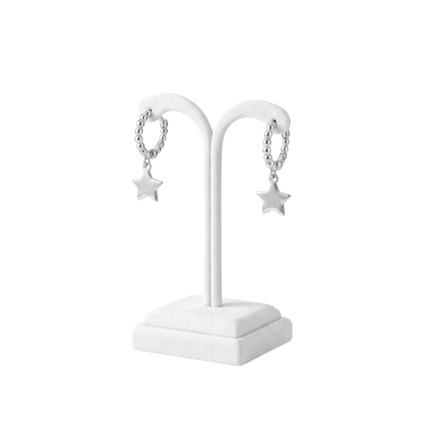 925 Sterling Silver Beaded Star Charm Earrings