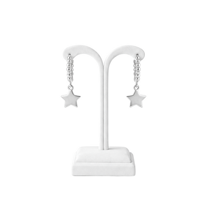 925 Sterling Silver Beaded Star Charm Earrings