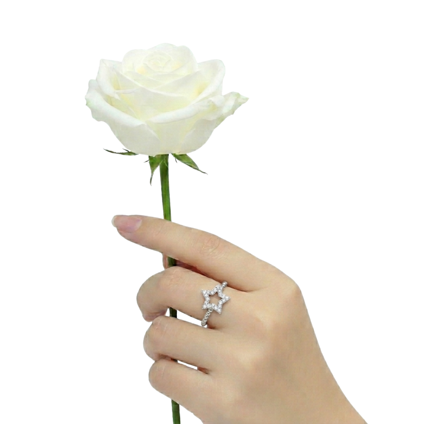 Diamond Star Bubble Band Ring