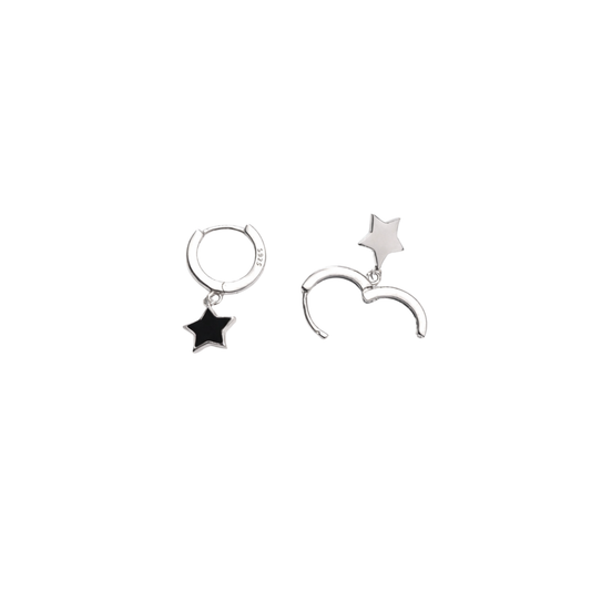 Black Star Charm Hoop Earrings