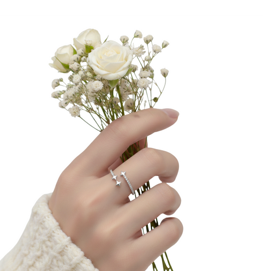 Triple Star Open CZ Ring