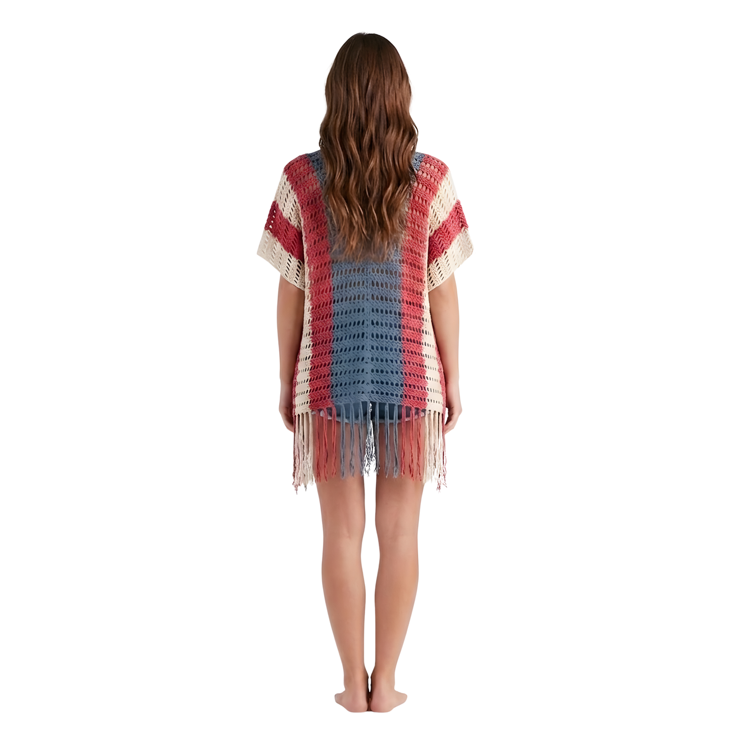 Star Fringe Crochet Poncho