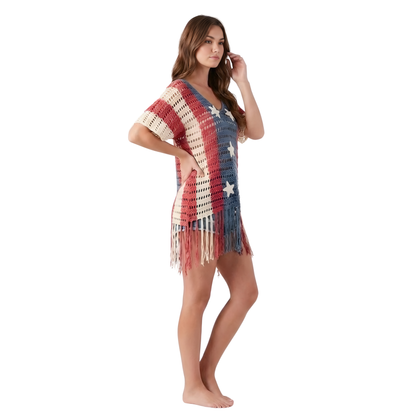 Star Fringe Crochet Poncho