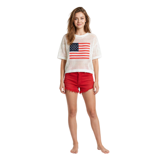Flag Crochet Sweater Top