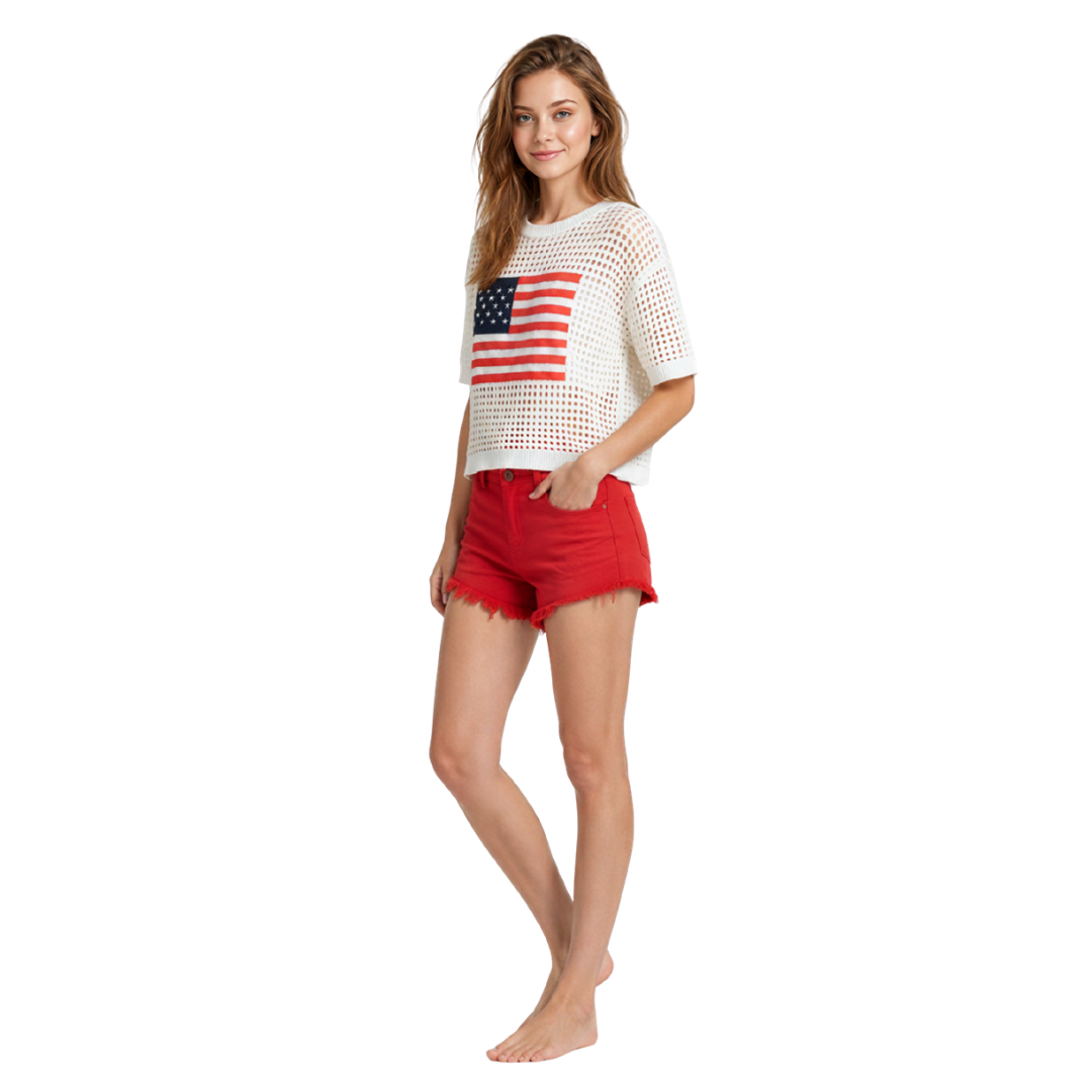Flag Crochet Sweater Top