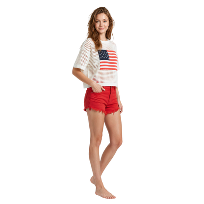 Flag Crochet Sweater Top