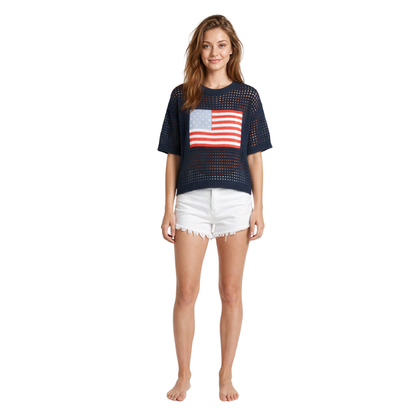 Flag Crochet Sweater Top