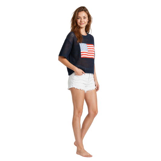 Flag Crochet Sweater Top