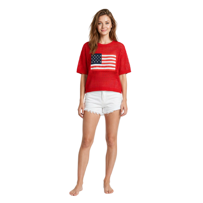 Flag Crochet Sweater Top