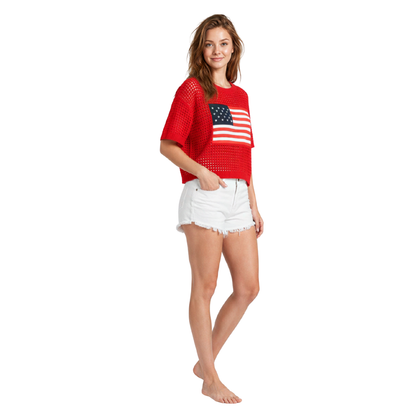Flag Crochet Sweater Top