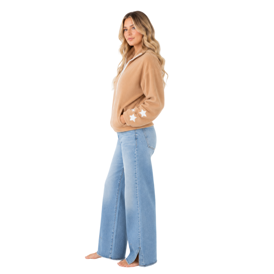 Star Sleeve Fleece Jacket  Description
