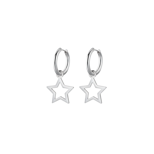 Minimalist Star Hoop Drop Earrings