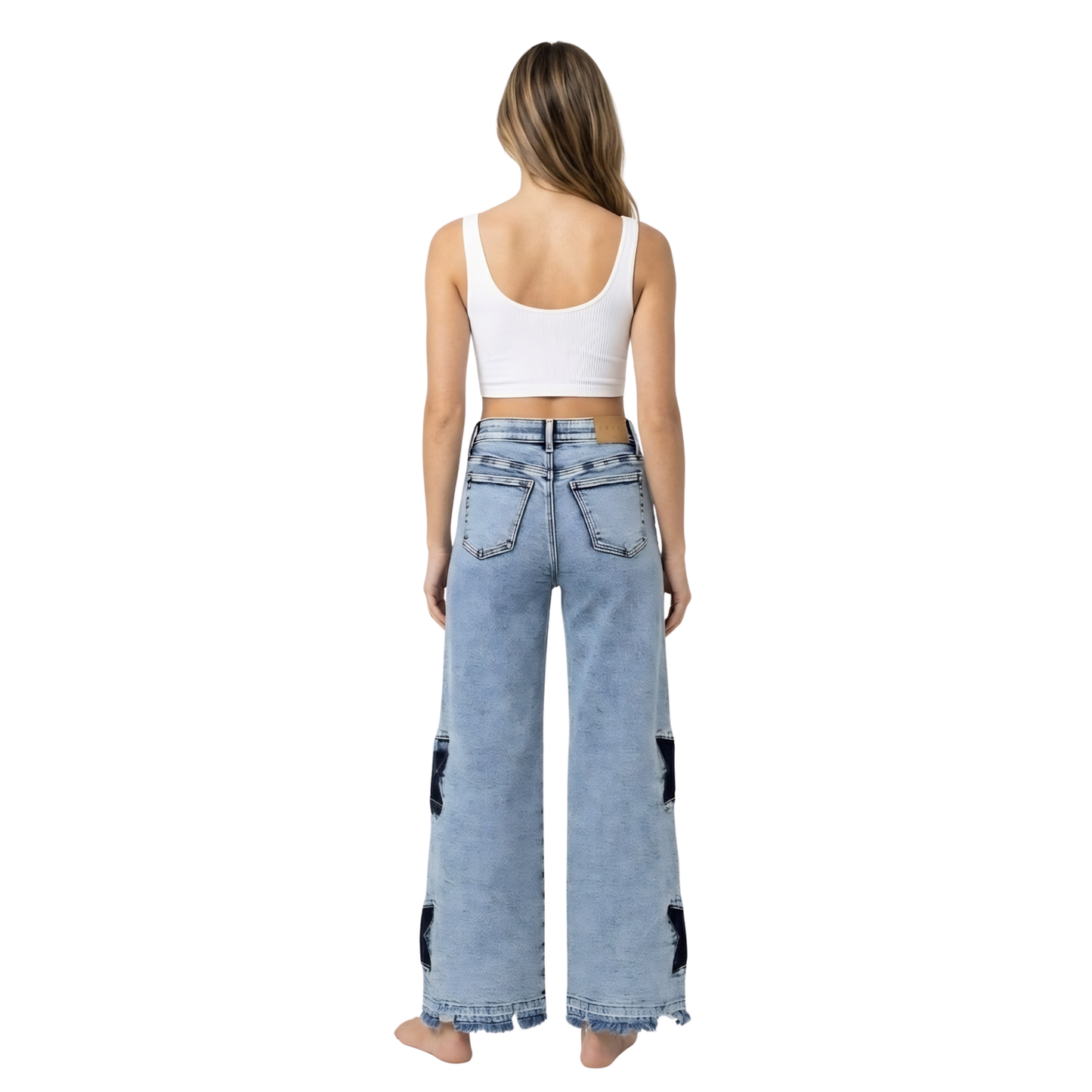 Contrast Star Wide Straight Jeans