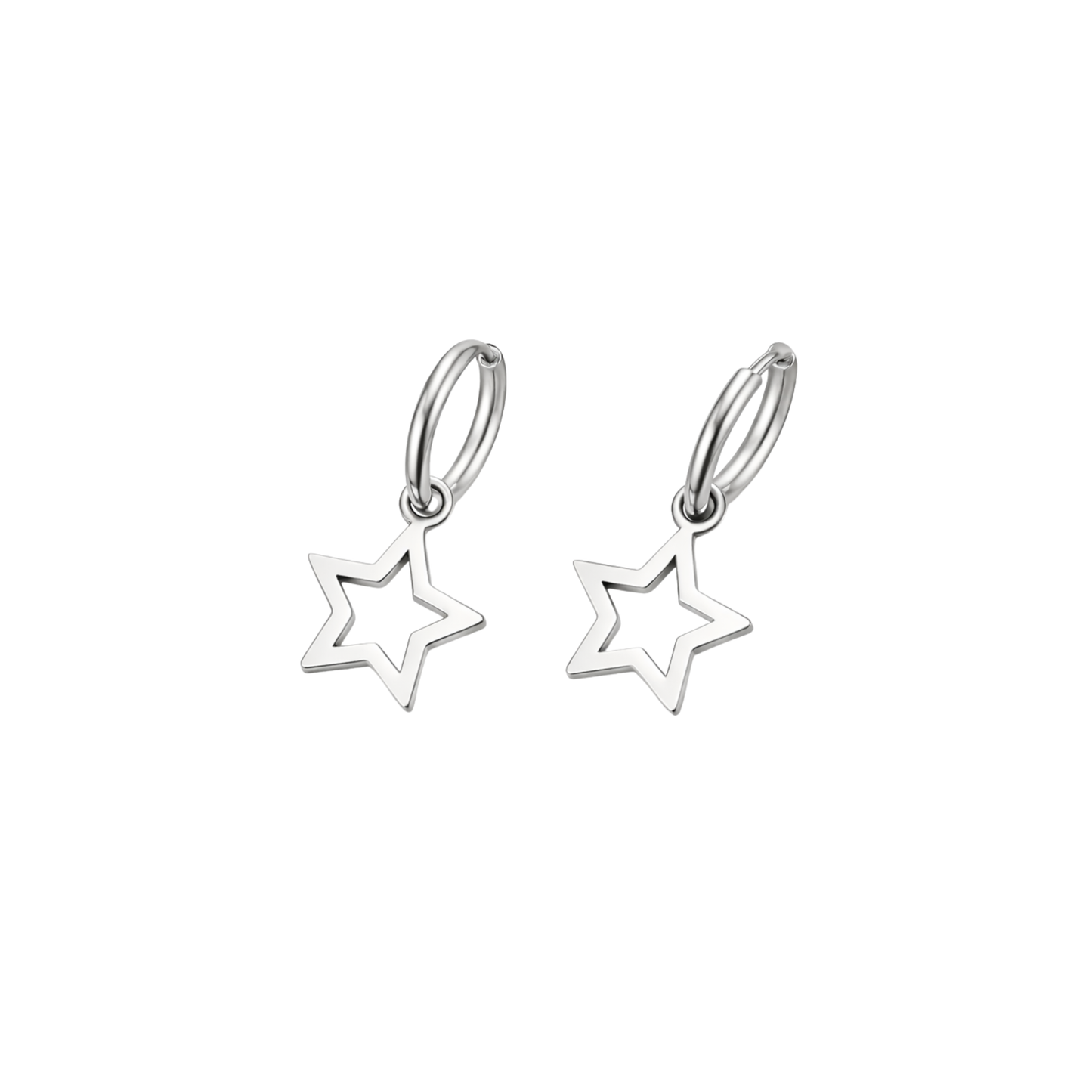 Minimalist Star Hoop Drop Earrings