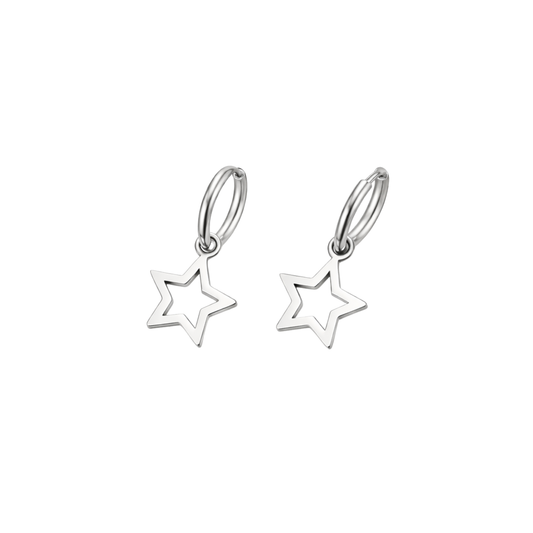 Minimalist Star Hoop Drop Earrings