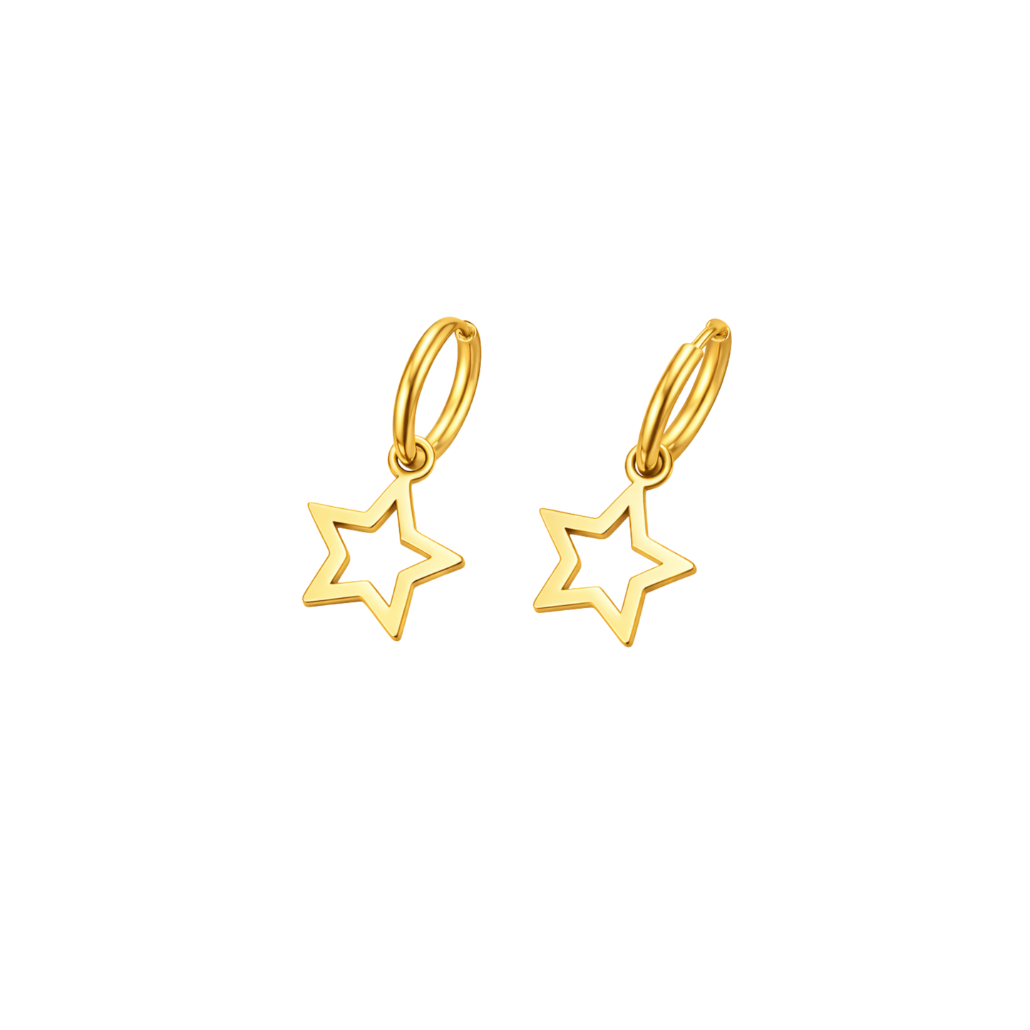 Minimalist Star Hoop Drop Earrings