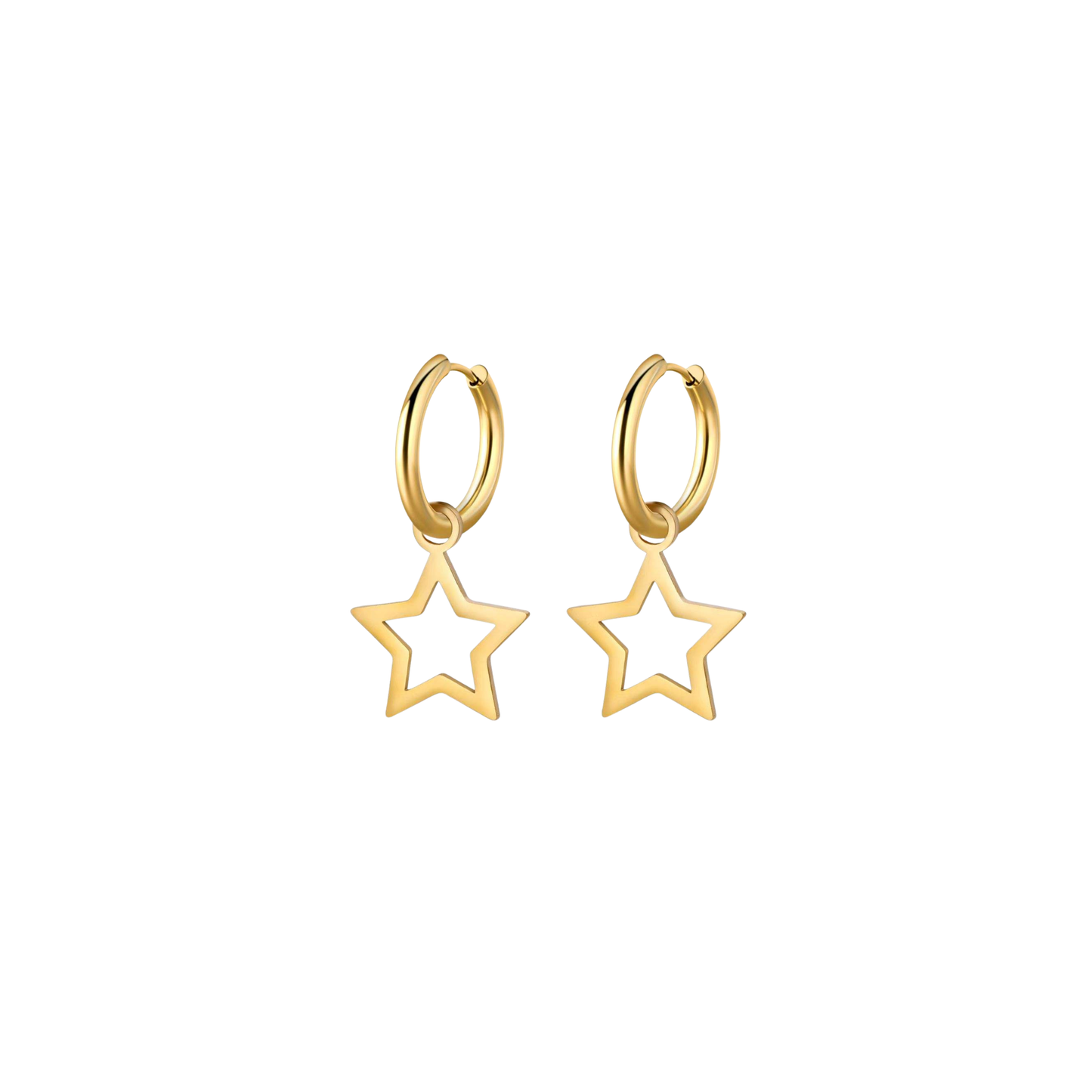 Minimalist Star Hoop Drop Earrings