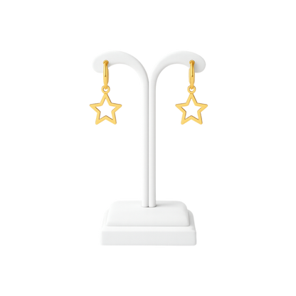 Minimalist Star Hoop Drop Earrings