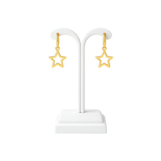 Minimalist Star Hoop Drop Earrings
