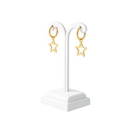 Minimalist Star Hoop Drop Earrings