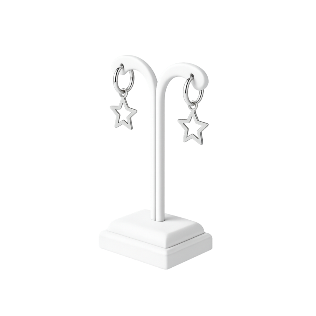 Minimalist Star Hoop Drop Earrings