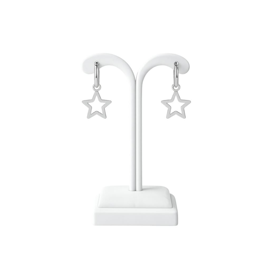 Minimalist Star Hoop Drop Earrings