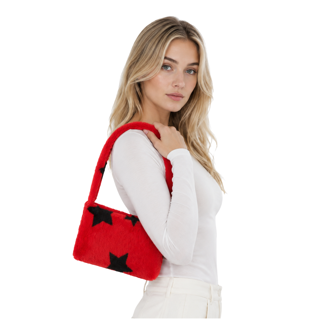 Plush Star Faux Fur Handbag