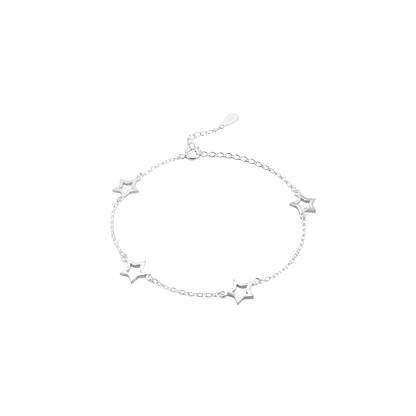 Sterling Silver Hollow Star Chain Bracelet