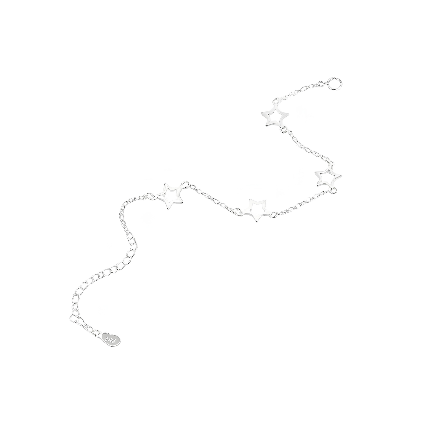 Sterling Silver Hollow Star Chain Bracelet