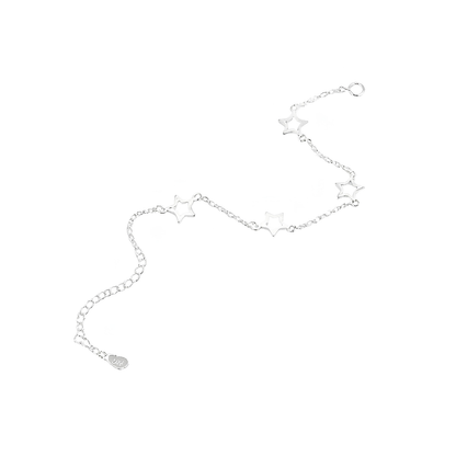 Sterling Silver Hollow Star Chain Bracelet