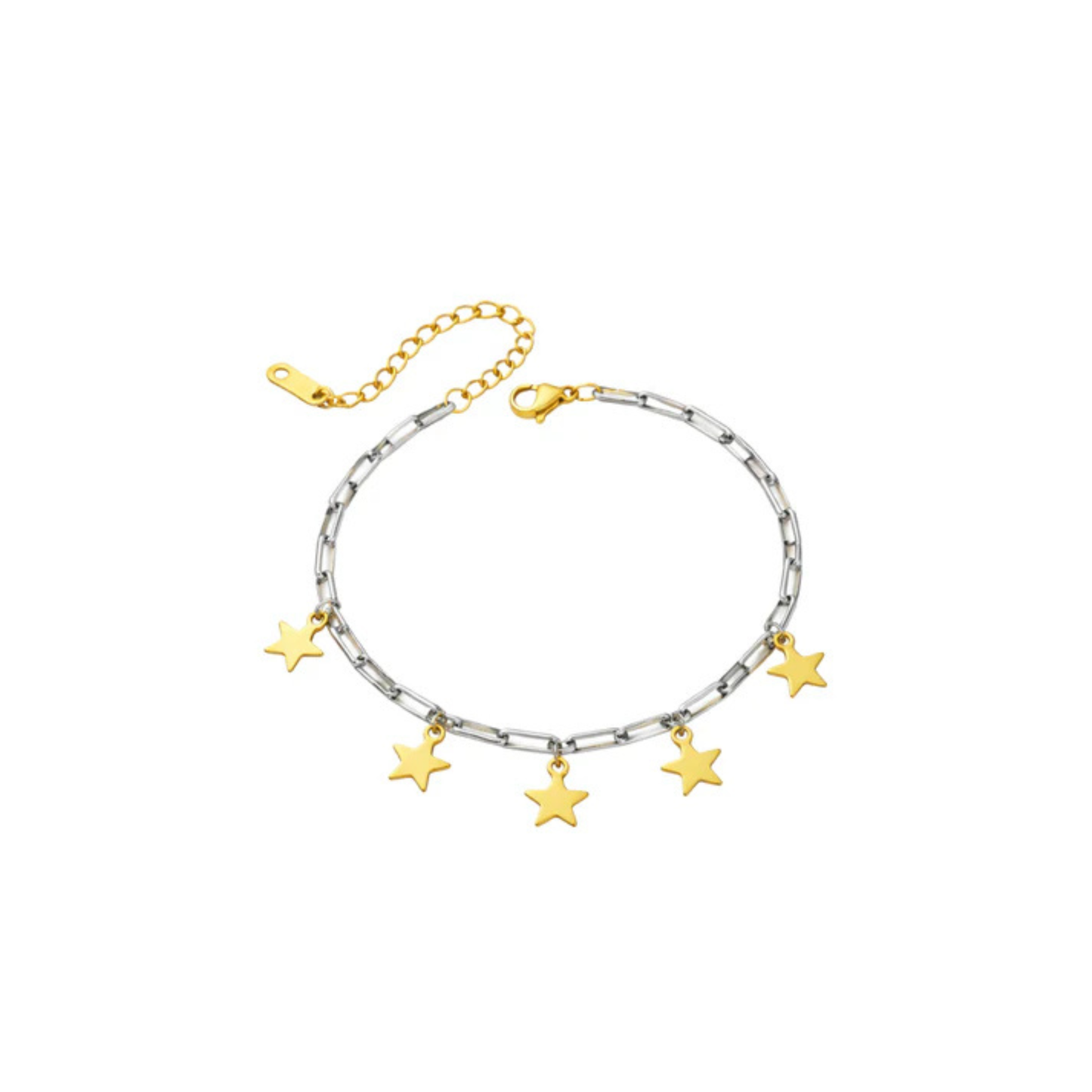 Two-Tone Star Charm Link Bracelet