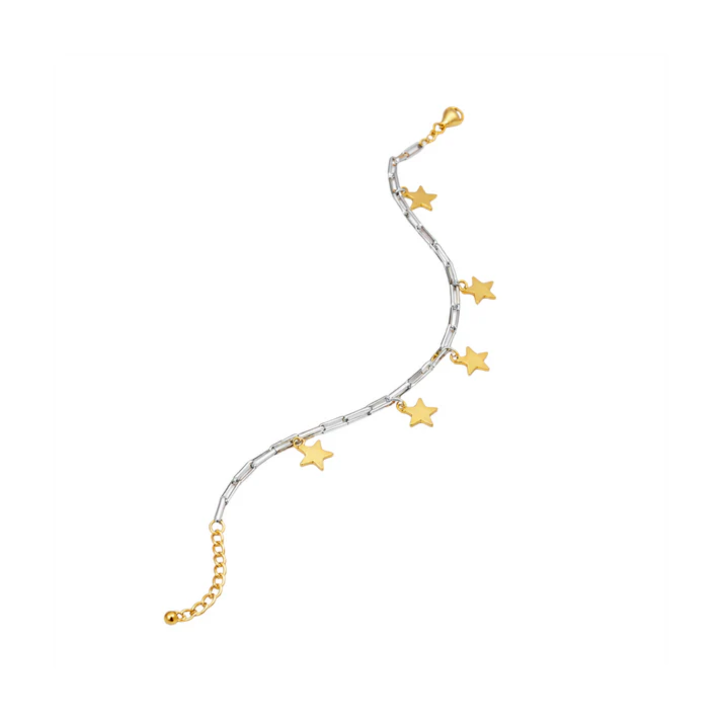 Two-Tone Star Charm Link Bracelet