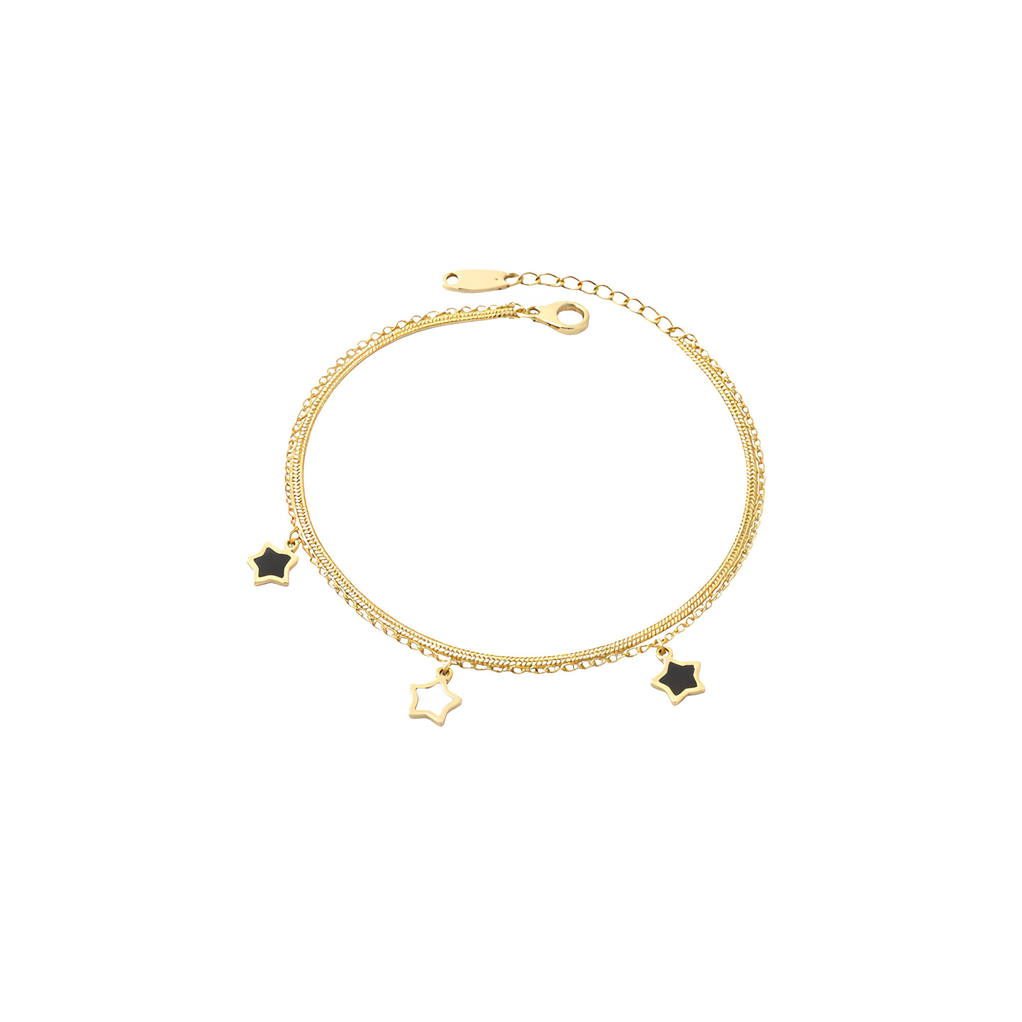 Black &amp; White Star Shell Layered Bracelet