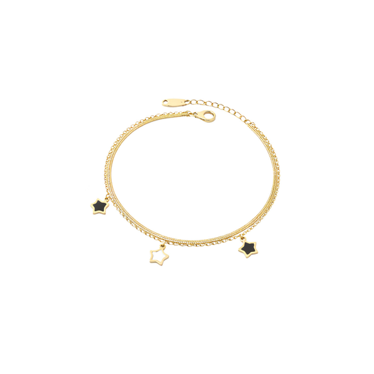 Black &amp; White Star Shell Layered Bracelet