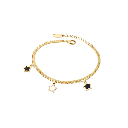 Black &amp; White Star Shell Layered Bracelet