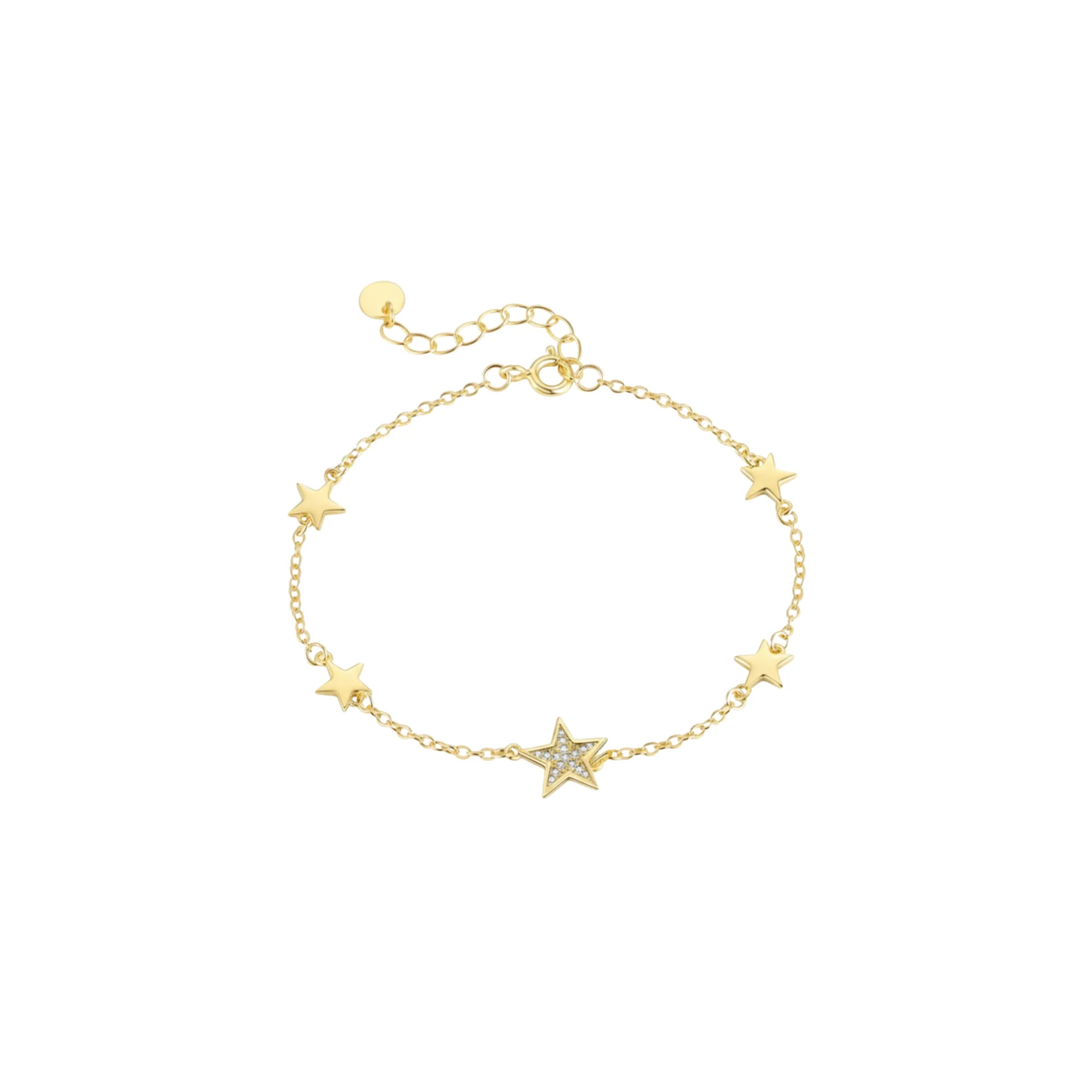 Gold Zircon Star Charm Bracelet