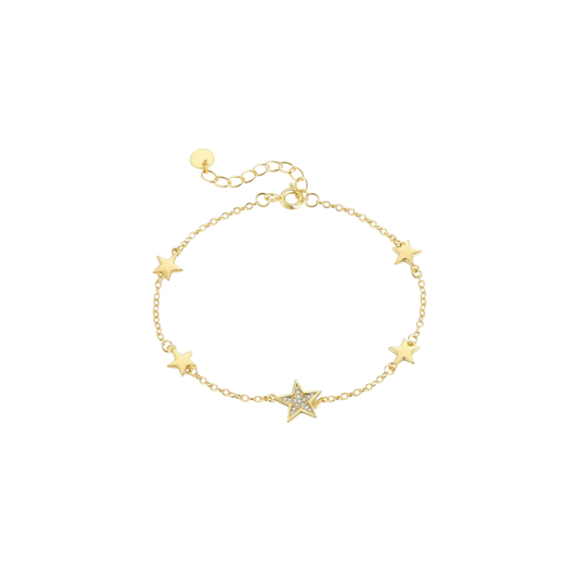 Gold Zircon Star Charm Bracelet