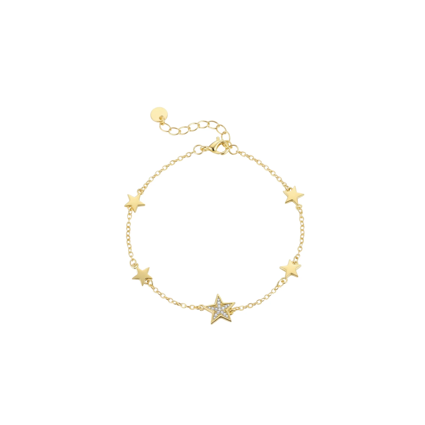 Gold Zircon Star Charm Bracelet