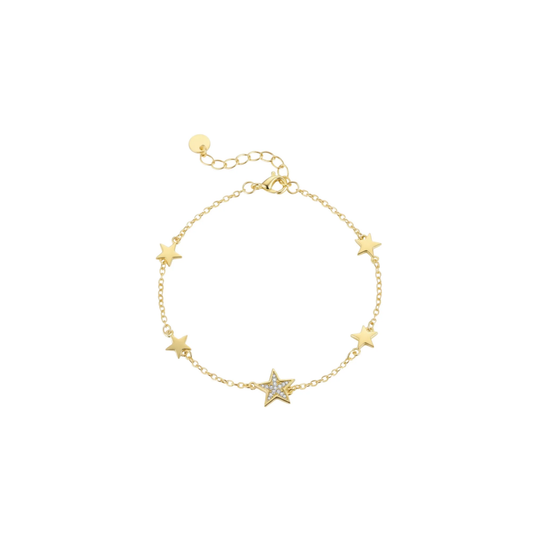 Gold Zircon Star Charm Bracelet