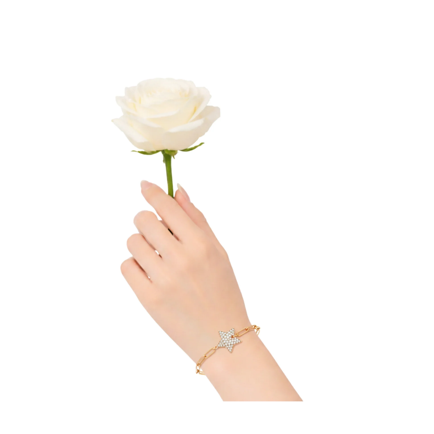 Elegant Gold Pave Star Link Bracelet