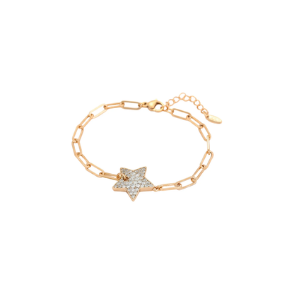 Elegant Gold Pave Star Link Bracelet