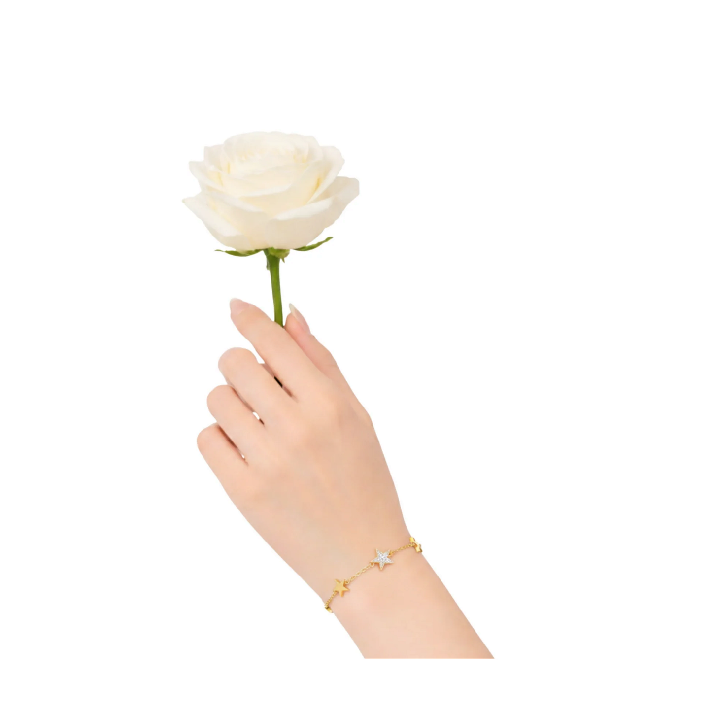Gold Zircon Star Charm Bracelet