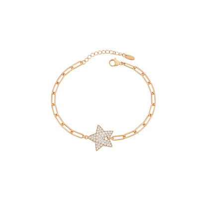 Elegant Gold Pave Star Link Bracelet