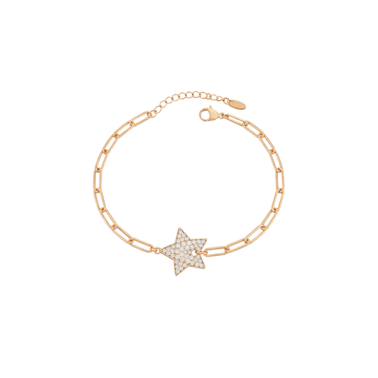 Elegant Gold Pave Star Link Bracelet
